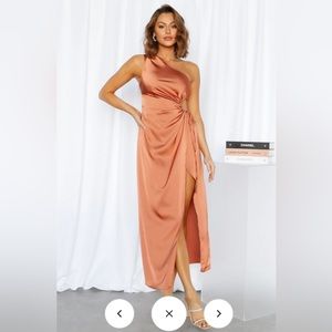 Hello Molly London Air Midi Dress in Bronze
